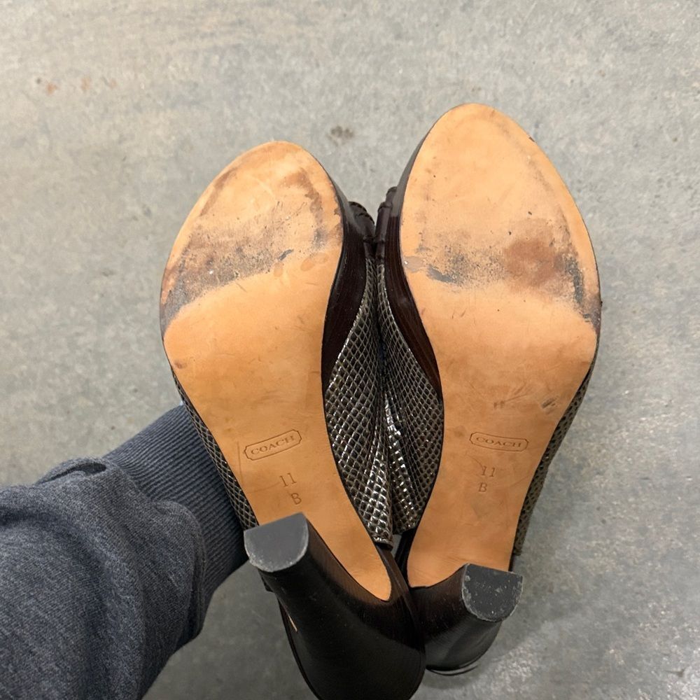 Coach Brown Textured Platform heels - Picture 4 of 5